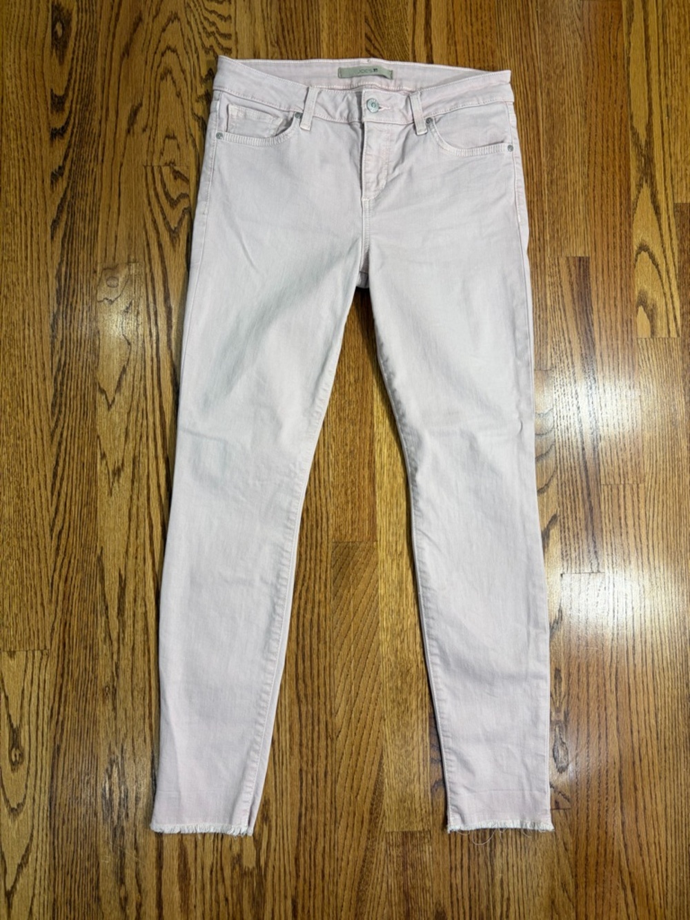 Joe's Jeans Washed Pink Raw Hem Mid-Rise Ankle Skinny Jeans